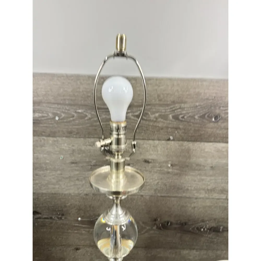 Restoration Hardware Polished Nickel Crystal Ball Table Lamp 32” Original Shade